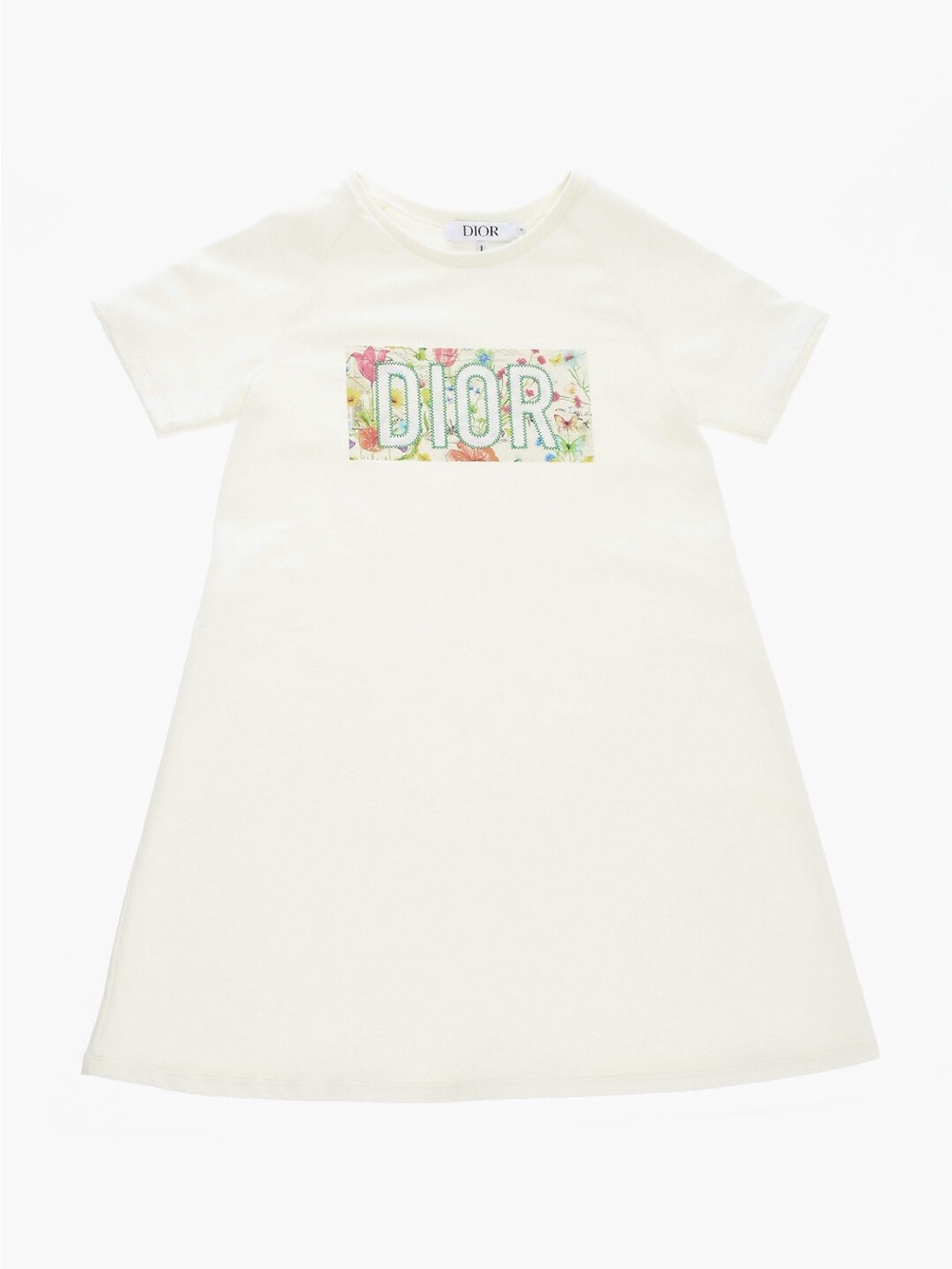 Dior White Floral Logo Kids Mini Dress
